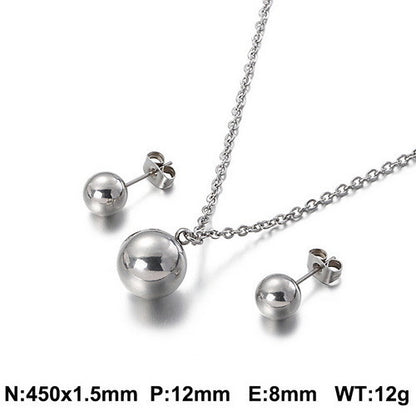 New Fashion Golden Glossy Small Round Bead Jewelry Necklace Earring Set