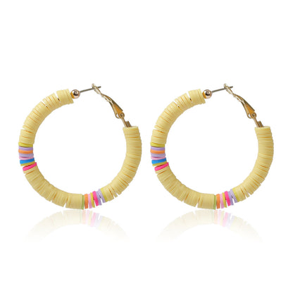 1 Pair Fashion Circle Soft Clay Beaded Women's Earrings