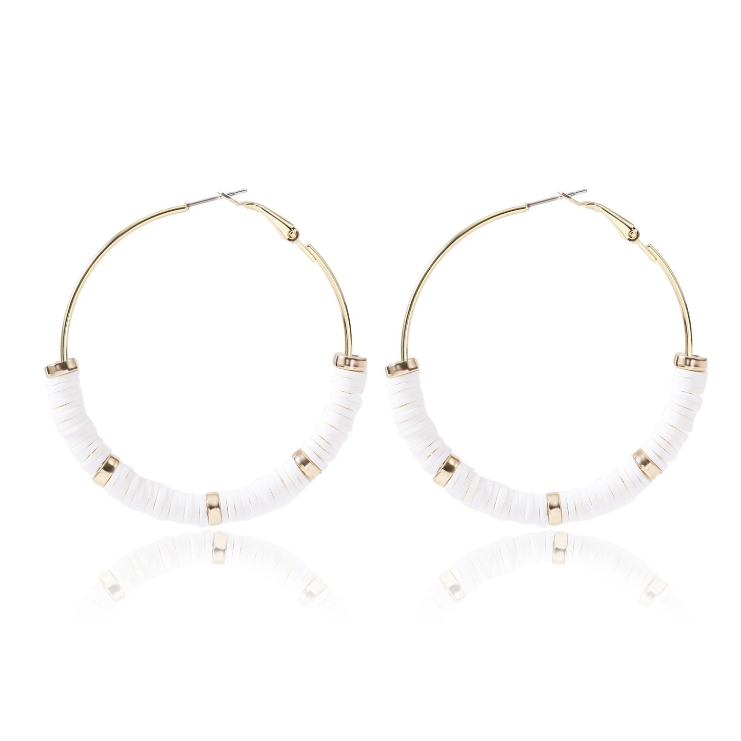 1 Pair Fashion Circle Soft Clay Beaded Women's Earrings