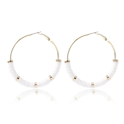 1 Pair Fashion Circle Soft Clay Beaded Women's Earrings