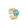 Fashion Geometric Stainless Steel Plating Hollow Out Inlay Turquoise Open Ring 1 Piece