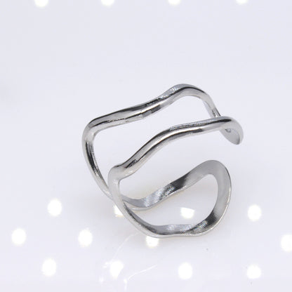 Fashion Geometric Titanium Steel Plating Open Ring 1 Piece