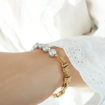 Fashion Geometric Brass Plating Pearl Bracelets