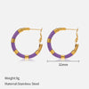 Fashion C Shape Stainless Steel Gold Plated Hoop Earrings 1 Pair