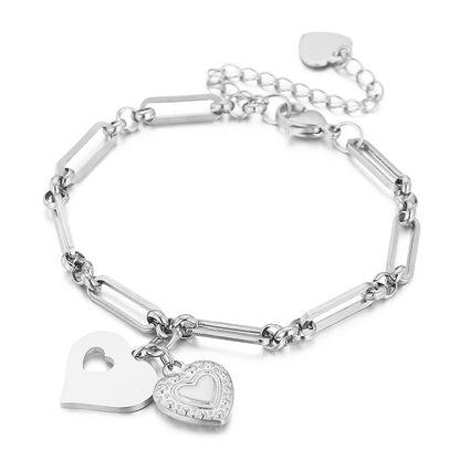 Elegant Heart Shape Titanium Steel Plating Bracelets