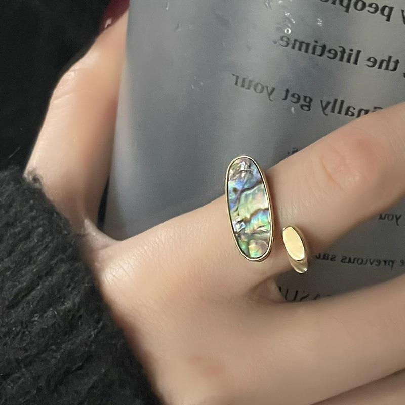 Fashion Oval Gold Plated Inlay Glass Stone Women's Open Ring 1 Piece