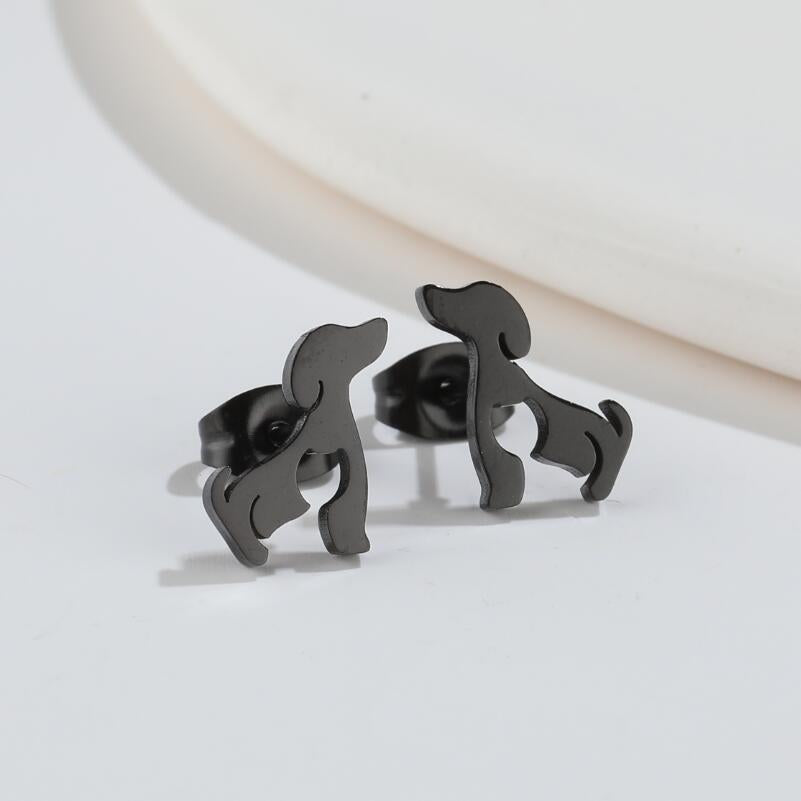 1 Pair Simple Style Dog Titanium Steel Plating Ear Studs