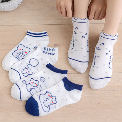 Fashion Black And White Cow Cartoon Short Cotton Socks Wholesale