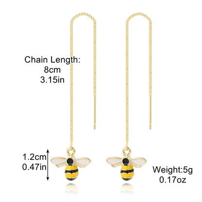 1 Pair Fashion Heart Shape Bee Butterfly Metal Plating Inlay Pearl Zircon Women's Ear Line