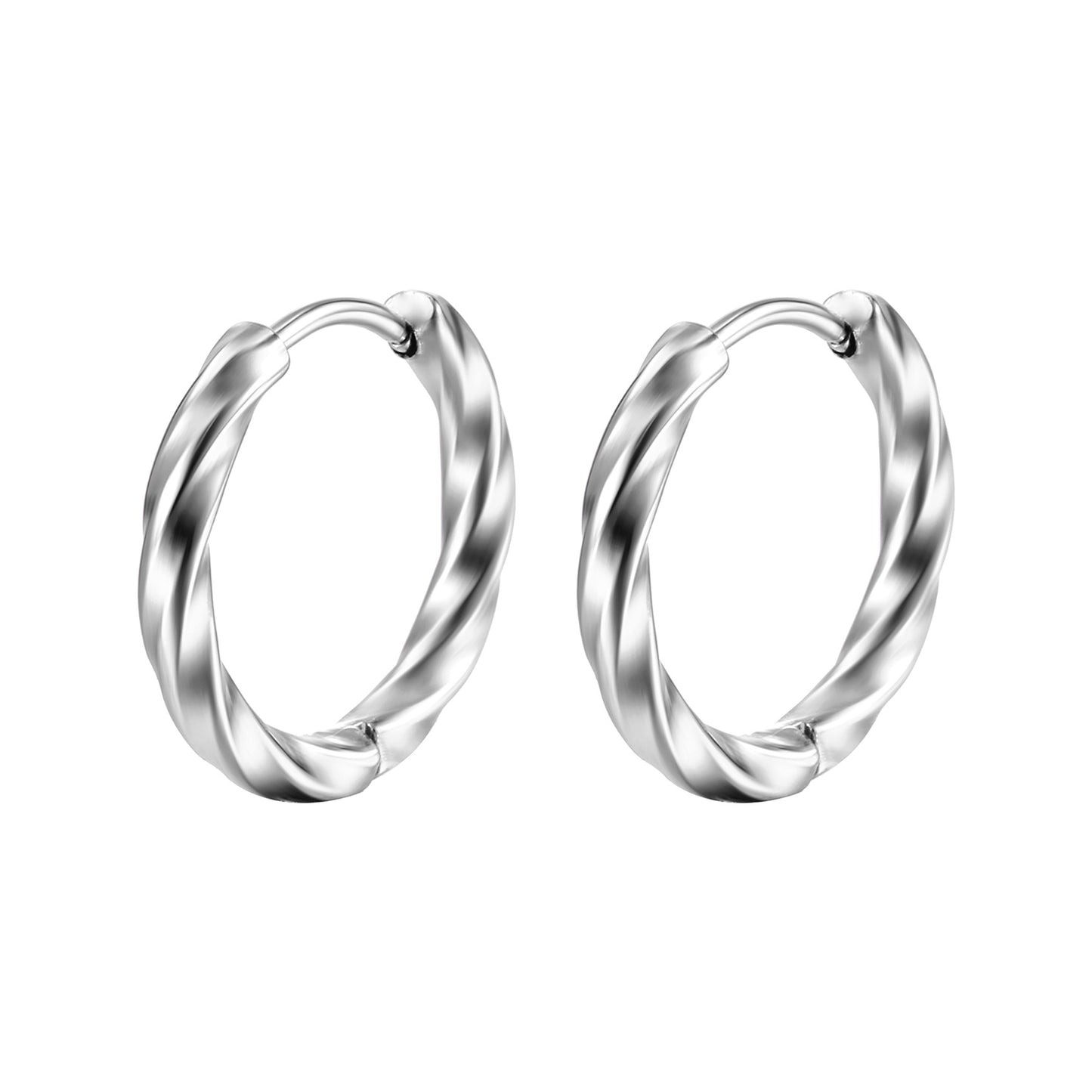 Fashion Round Stainless Steel Plating Hoop Earrings 1 Pair