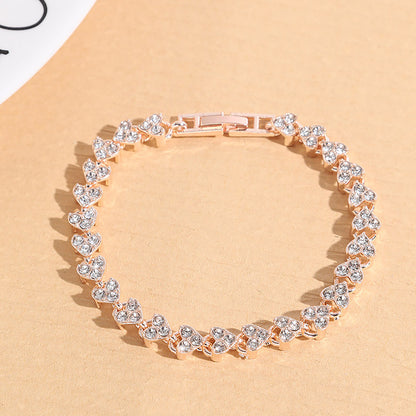 Fashion Heart Shape Alloy Inlay Rhinestones Women's Bracelets 1 Piece