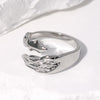 Exaggerated Angel Stainless Steel Asymmetrical Open Rings