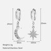 Fashion Star Moon Stainless Steel Plating Rhinestones Drop Earrings 1 Pair