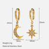 Fashion Star Moon Stainless Steel Plating Rhinestones Drop Earrings 1 Pair