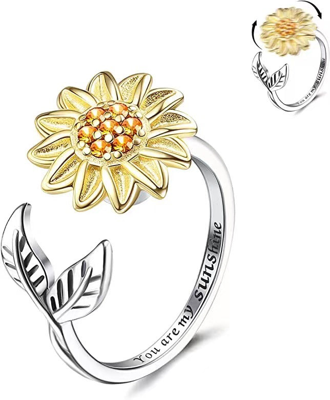 Fashion Flower Copper Plating Inlay Zircon Open Ring 1 Piece