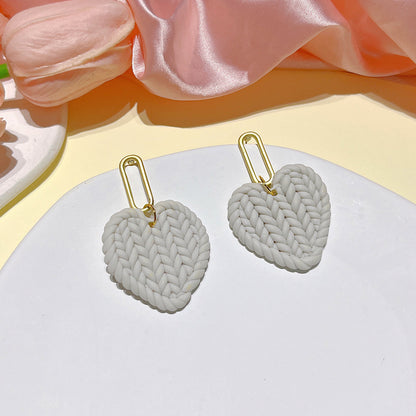 Simple Style Heart Shape Soft Clay Handmade Women's Drop Earrings 1 Pair