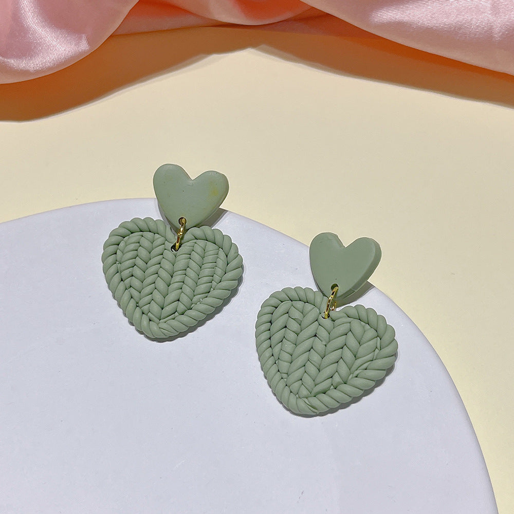 Simple Style Heart Shape Soft Clay Handmade Women's Drop Earrings 1 Pair