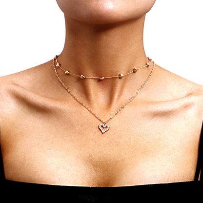 Fashion Heart Shape Alloy Plating Women's Layered Necklaces