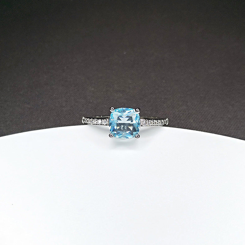 Wholesale Glam Square Copper White Gold Plated Artificial Gemstones Rings