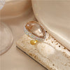 Retro Geometric Copper Plating Natural Stone Pearl Shell Open Ring