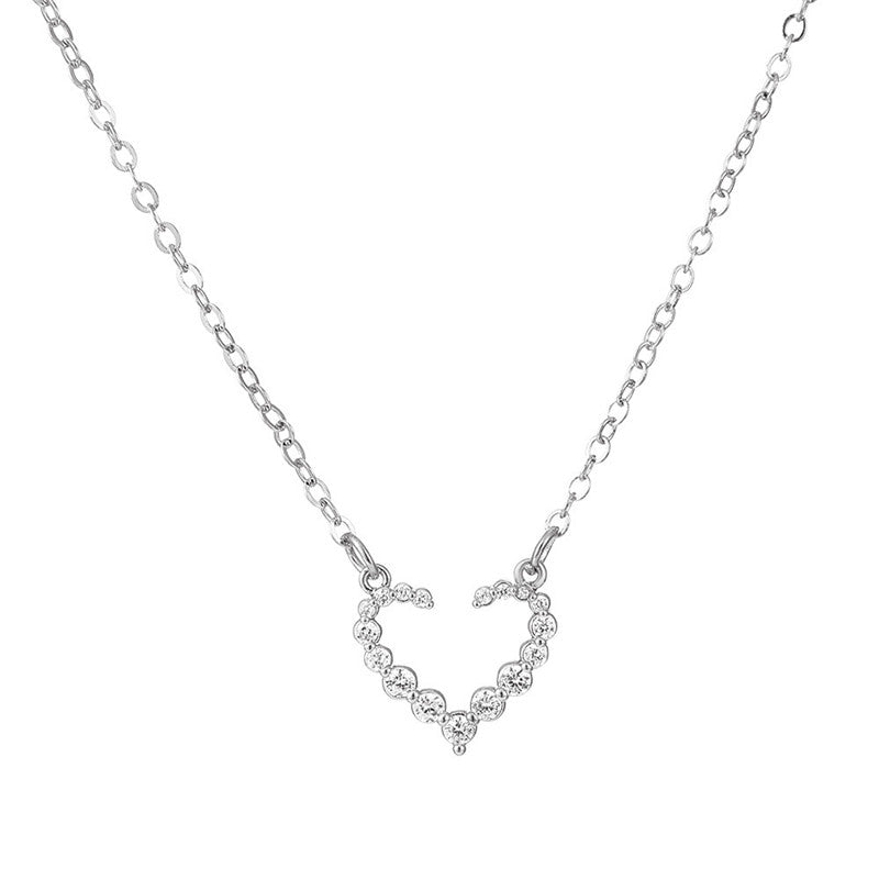 Fashion Heart Shape Stainless Steel Alloy Inlay Artificial Pearls Zircon Women's Pendant Necklace 1 Piece