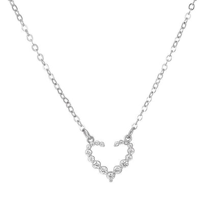 Fashion Heart Shape Stainless Steel Alloy Inlay Artificial Pearls Zircon Women's Pendant Necklace 1 Piece