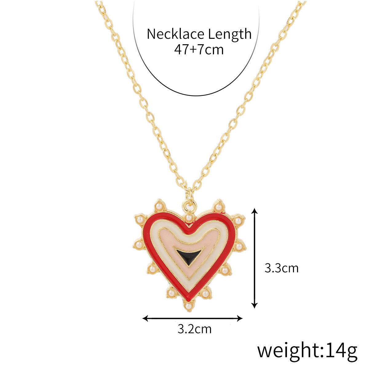 Fashion Heart Shape Alloy Enamel Women's Pendant Necklace