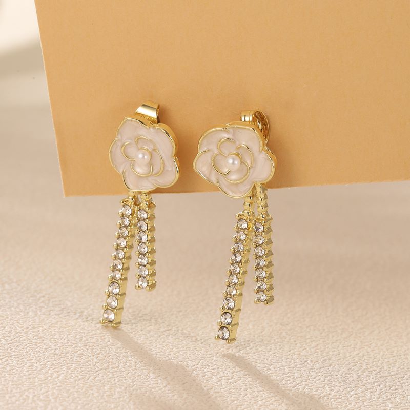 Fashion Flower Alloy Plating Inlay Artificial Diamond Pearl Women's Drop Earrings 1 Pair