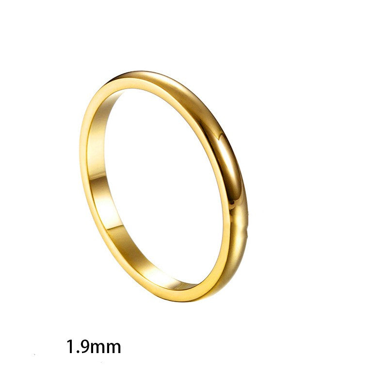 Simple Style Solid Color Titanium Steel Plating Rings 1 Piece