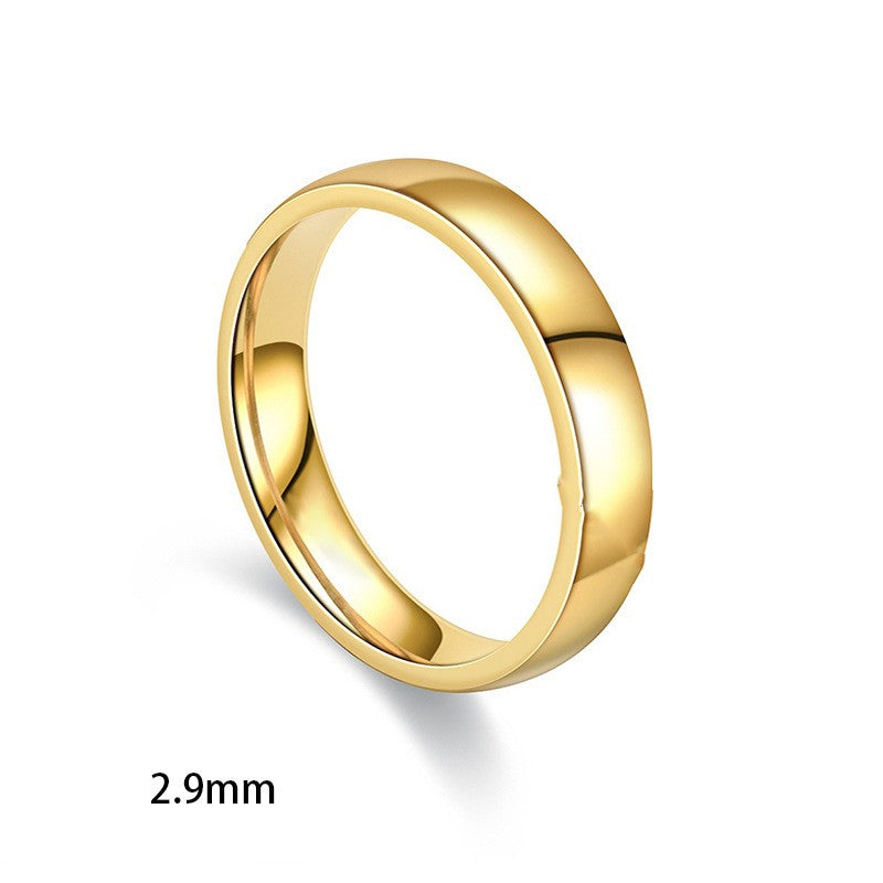 Simple Style Solid Color Titanium Steel Plating Rings 1 Piece