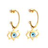 Retro Devil's Eye Stainless Steel Plating Inlay Resin Drop Earrings Ear Studs 1 Pair