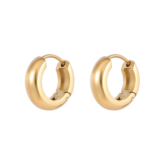 1 Pair Fashion Round Plating Titanium Steel Hoop Earrings