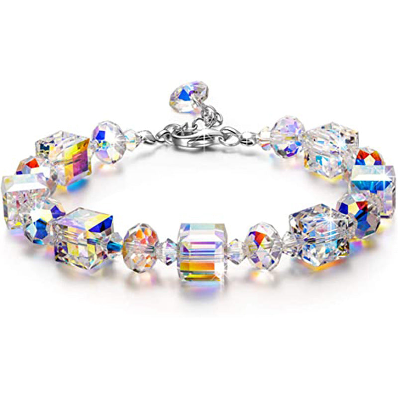 Fashion Geometric Square Austrian Crystal Women's Bracelets Earrings Necklace