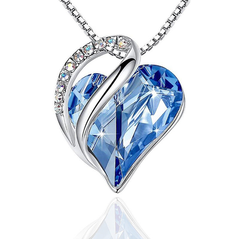 Fashion Heart Shape Artificial Crystal Plating Rhinestones Pendant Necklace 1 Piece