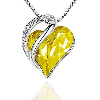 Fashion Heart Shape Artificial Crystal Plating Rhinestones Pendant Necklace 1 Piece