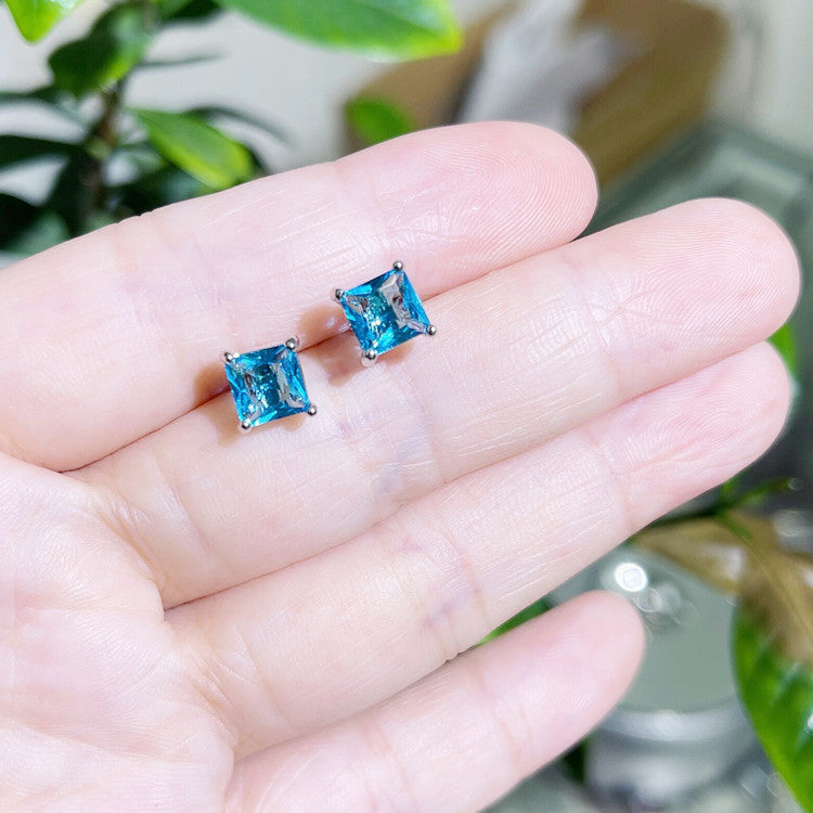 Fashion Water Droplets Heart Shape Copper Inlay Zircon Ear Studs 1 Pair