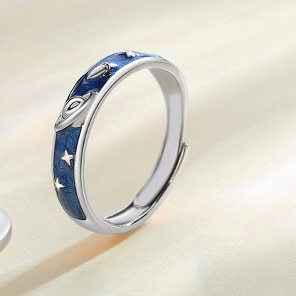 Fashion Astronaut Sterling Silver Plating Inlay Zircon Rings 1 Piece