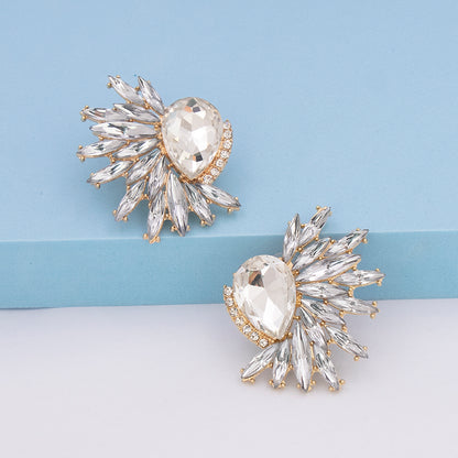 Fashion Floral Alloy Inlay Artificial Rhinestones Ear Studs 1 Pair