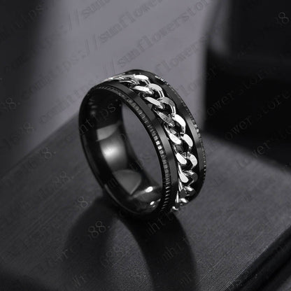 Fashion Chains Print Stainless Steel Plating Rings 1 Piece