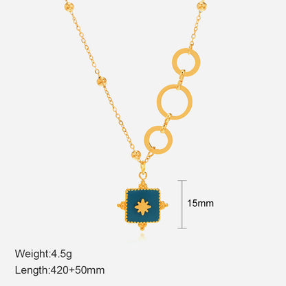 Fashion Square Stainless Steel Titanium Steel Plating Pendant Necklace 1 Piece