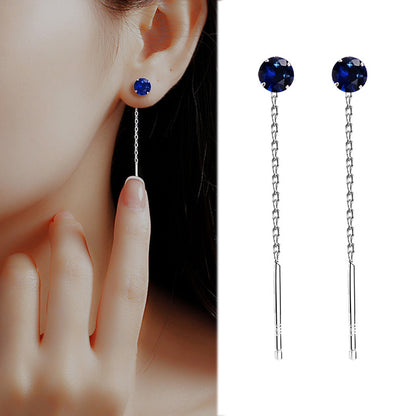 Simple Style Geometric Sterling Silver Plating Zircon Ear Studs 1 Pair