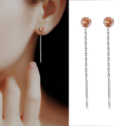 Simple Style Geometric Sterling Silver Plating Zircon Ear Studs 1 Pair