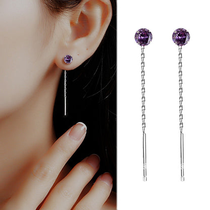 Simple Style Geometric Sterling Silver Plating Zircon Ear Studs 1 Pair