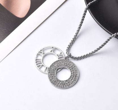 Fashion Animal Round Square Stainless Steel Alloy Inlay Rhinestones Pearl Unisex Pendant Necklace