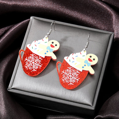 1 Pair Fashion Christmas Tree Santa Claus Snowman Arylic Christmas Women's Drop Earrings