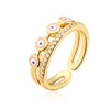 Fashion Devil's Eye Copper Enamel Inlay Zircon Open Ring 1 Piece