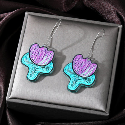 1 Pair Sweet Flower Arylic Women's Drop Earrings