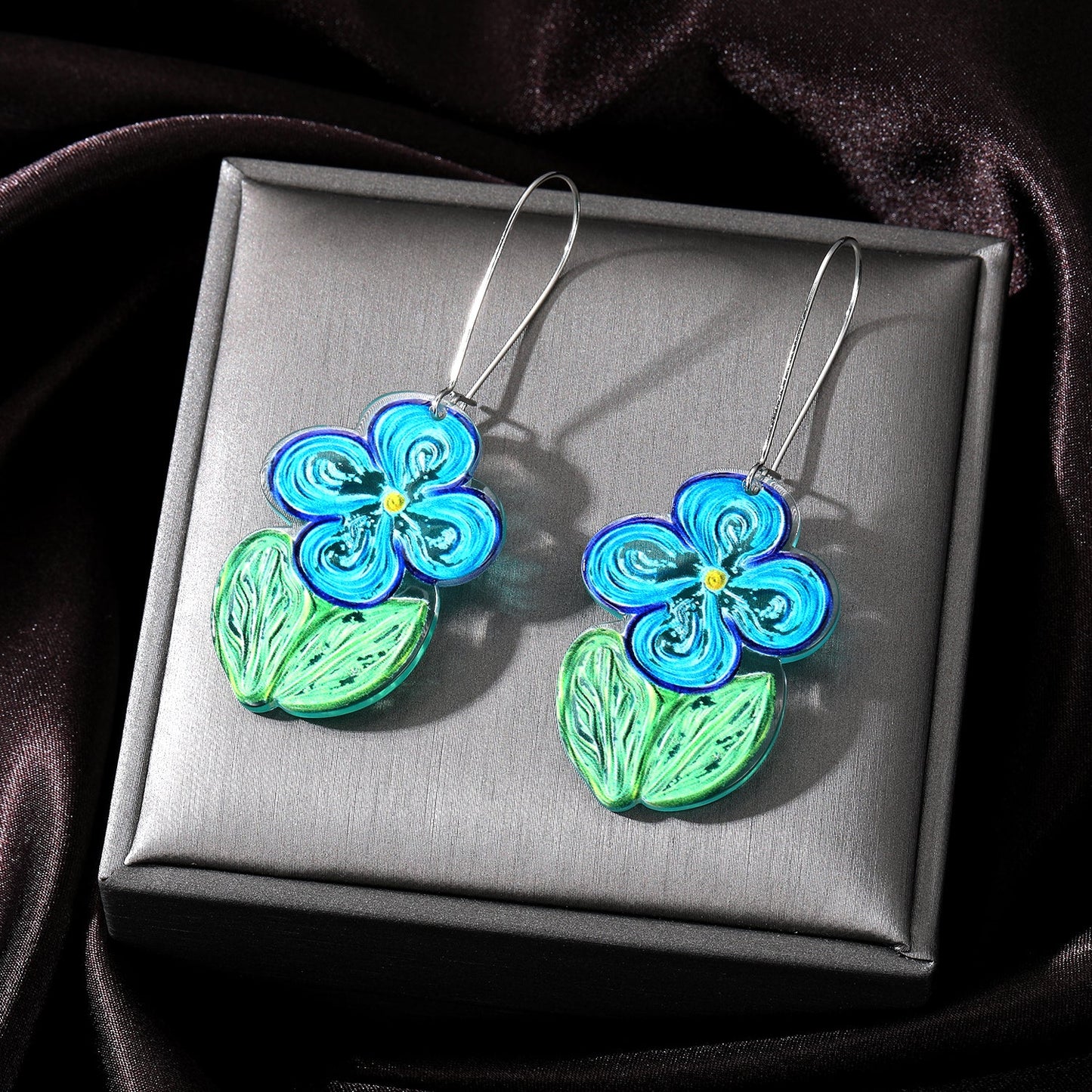 1 Pair Sweet Flower Arylic Women's Drop Earrings