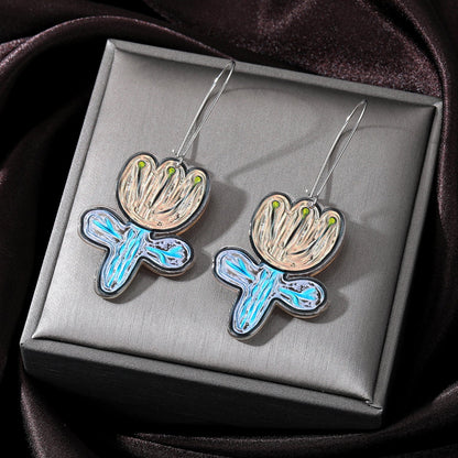 1 Pair Sweet Flower Arylic Women's Drop Earrings