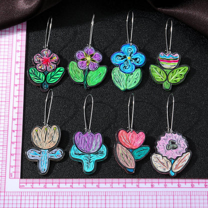 1 Pair Sweet Flower Arylic Women's Drop Earrings